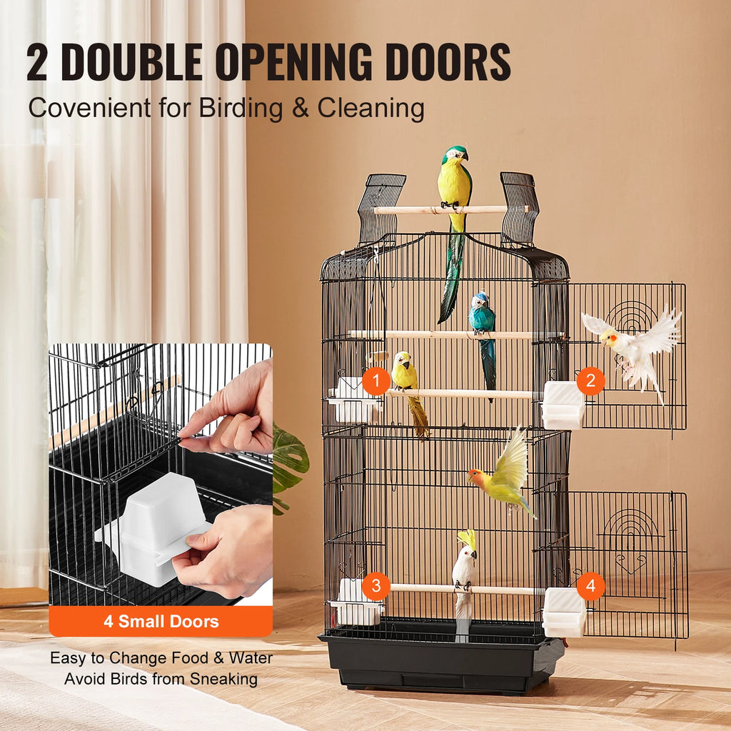 Open Top Large Bird Cage with Swing and Perch