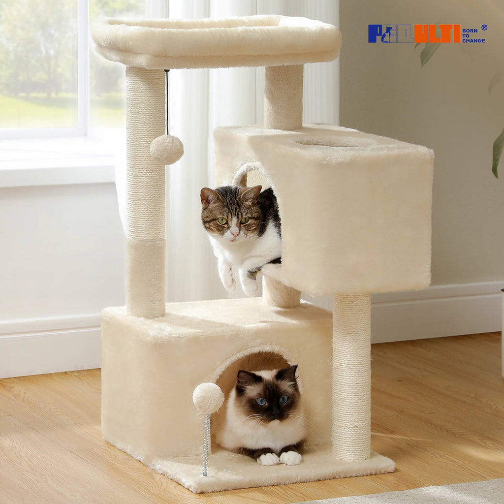 Multi-Level Cat Tree Tower with Sisal Scratching Posts and Soft Padded Perch
