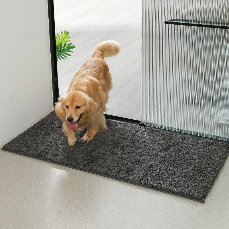 Dog Door Mat For Muddy Paws. Absorbs Moisture And Dirt. Absorbent Non-Slip Washable Mat. Quick Dry Microfiber