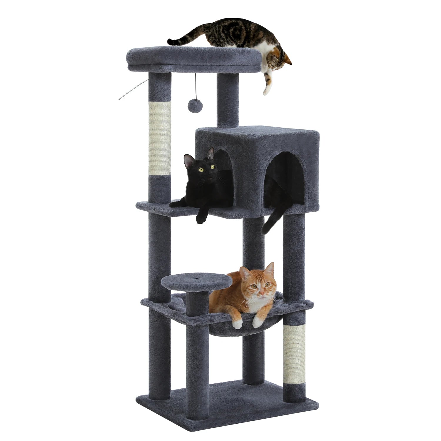 Multi-Level Cat Tree Tower with Scratching Posts, Condo, Hammock, Cat Scratching Board