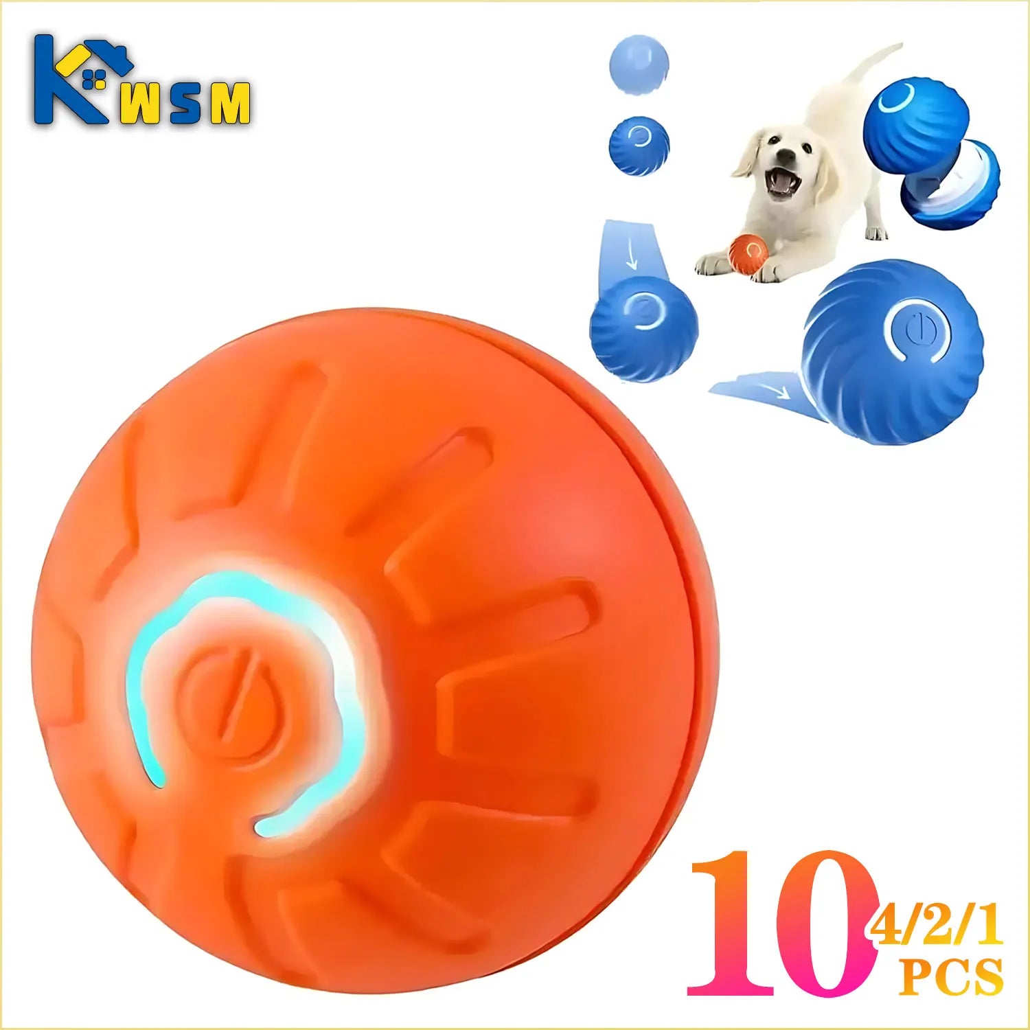 1-10PCS Smart Dog Toy Ball. Electronic Interactive Pet Toy Moving Ball.