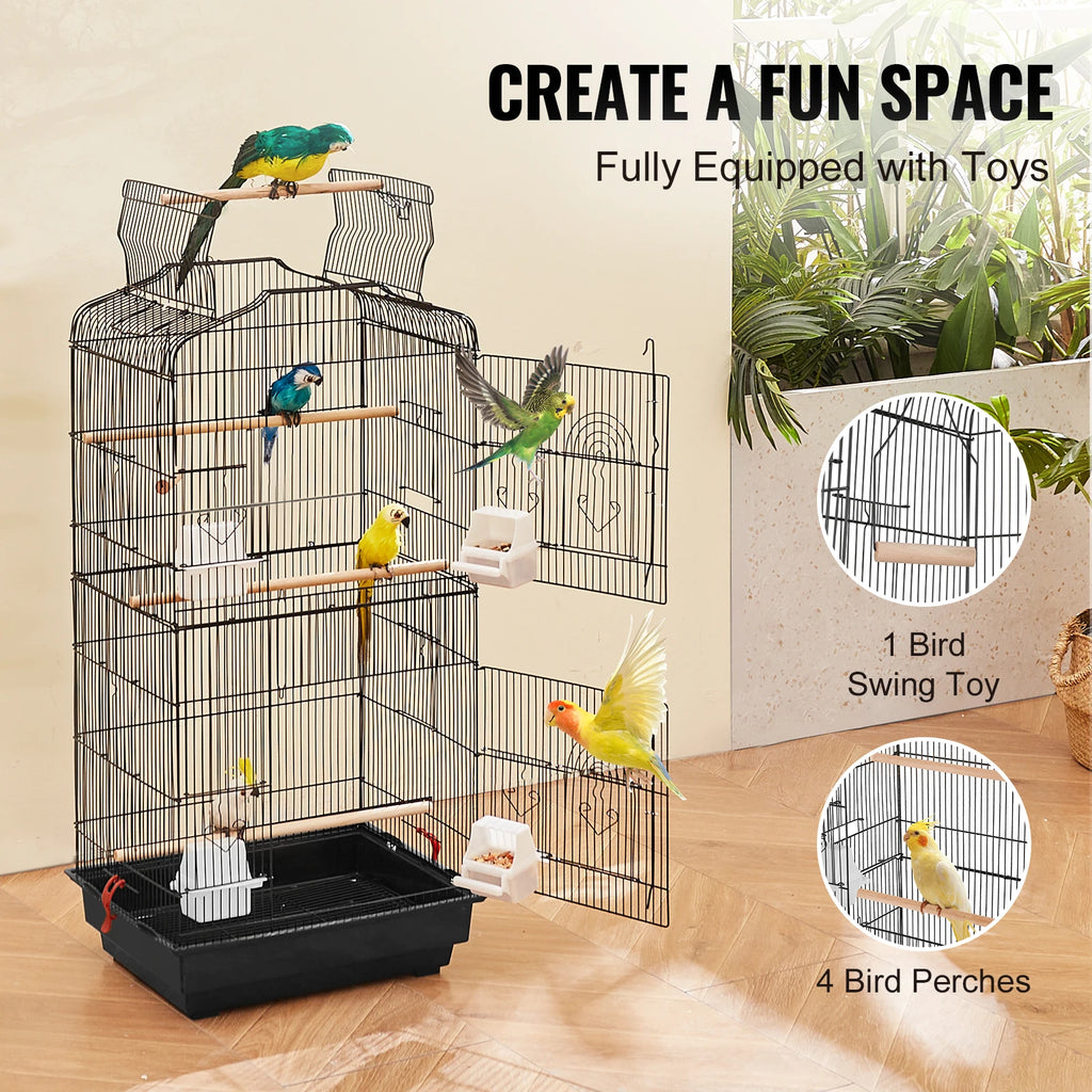 Open Top Large Bird Cage with Swing and Perch