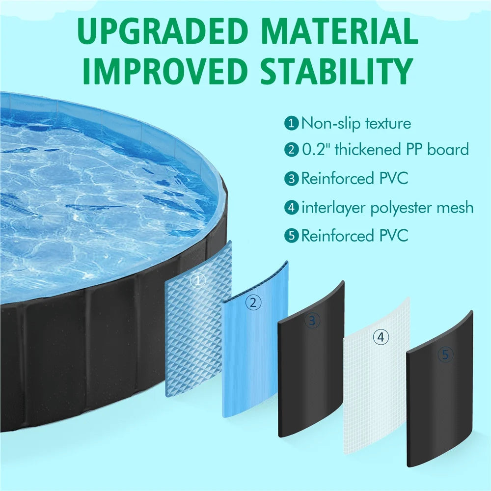 71" x 12" Foldable Dog Pool. Portable Dog Bath