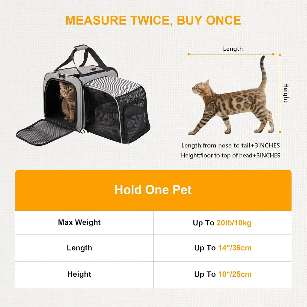 Cat Carrier with Litter Box. Soft Cat Travel Carrier with Food Carrier