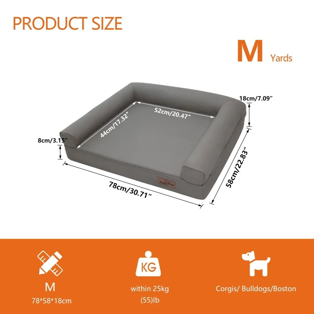 M-XXL Orthopedic Bed Bolster Microfiber Leather, Waterproof with Removable Cover for Easy Clean