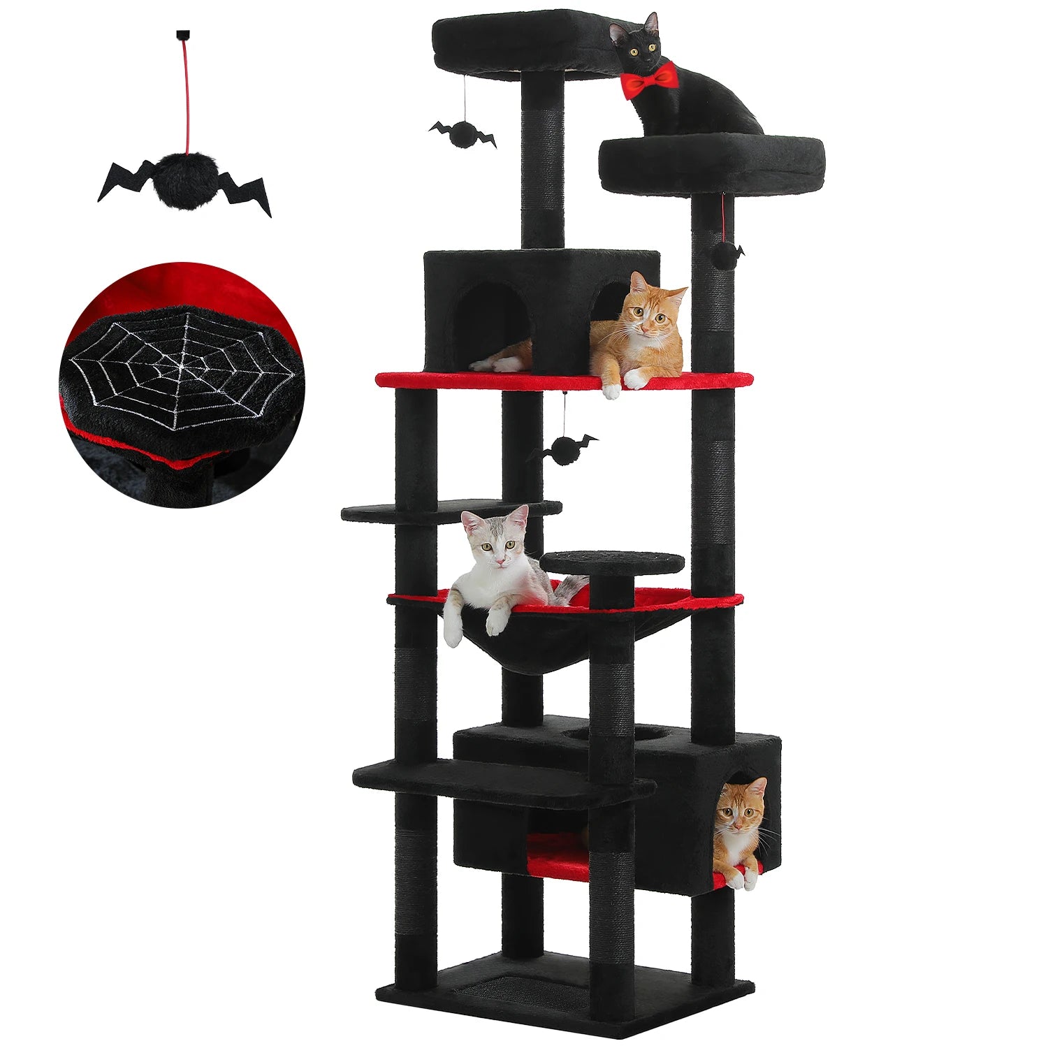 Large Cat Tree and Tower for Indoor Cats With Sisal-Covered Scratching Posts, Spacious Hammock and Padded Perches