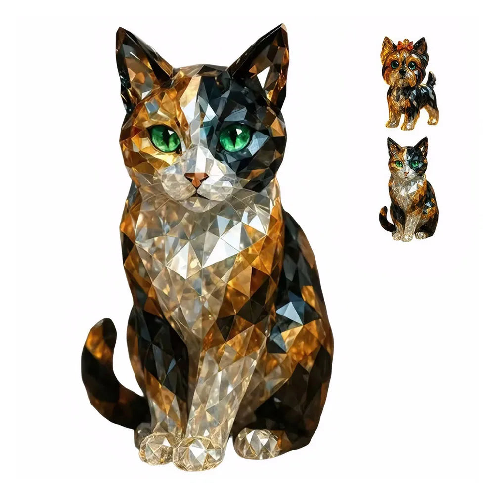 Fake Crystal Animal Sculptures Cat/Dog Figurines