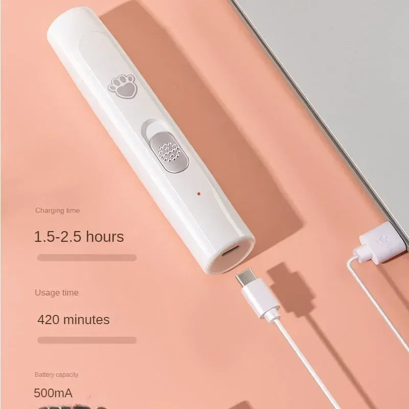 Electric Nail Grinder with Polisher Wheel LED Light. USB Rechargeable 2-Speed Pet Nail Trimmers for Cat Dog