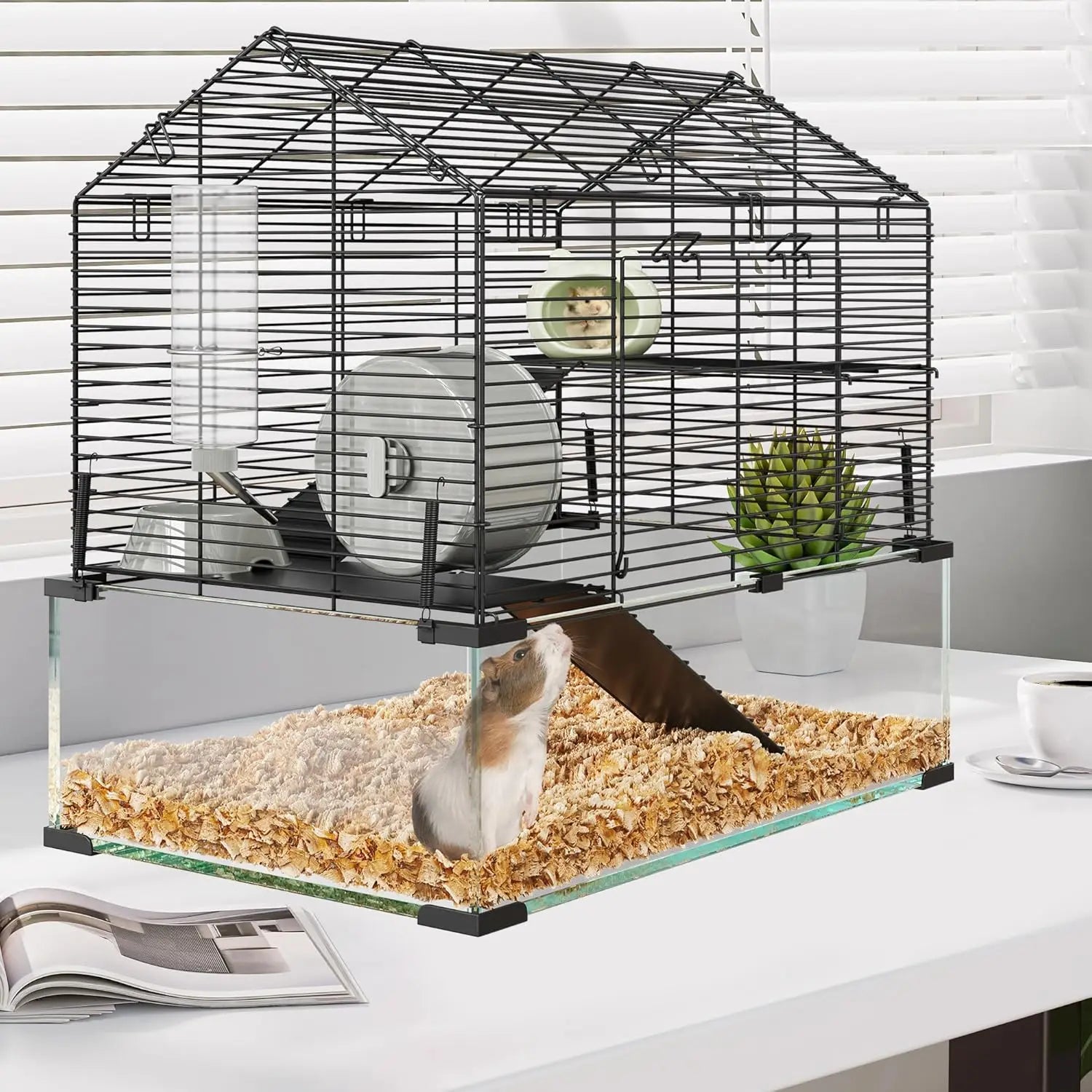 Small Animal Cage Habitats with Water Bottle for Rats Hamsters & Hedgehogs Guinea Pigs