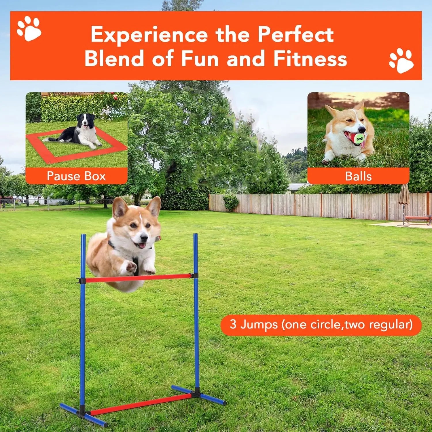 87 Pcs Dog Agile Training Equipment Set Obstacle Course Kit with 70" Tunnel Tire Jump Hurdle Jump Weave Poles for Outdoor Game