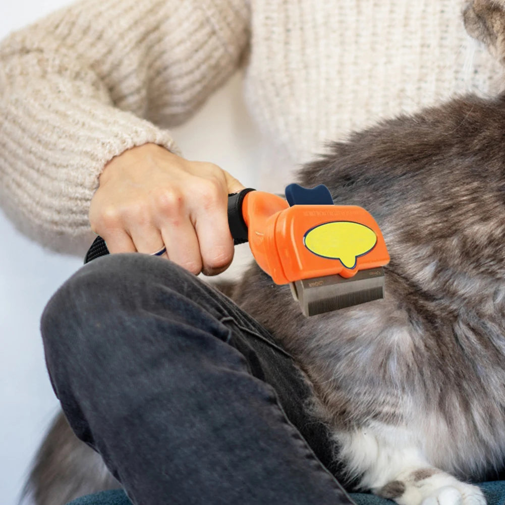 Deshedding Brush. Removes Loose Hair and Tangles. Self Cleaning