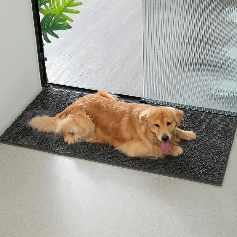 Dog Door Mat For Muddy Paws. Absorbs Moisture And Dirt. Absorbent Non-Slip Washable Mat. Quick Dry Microfiber