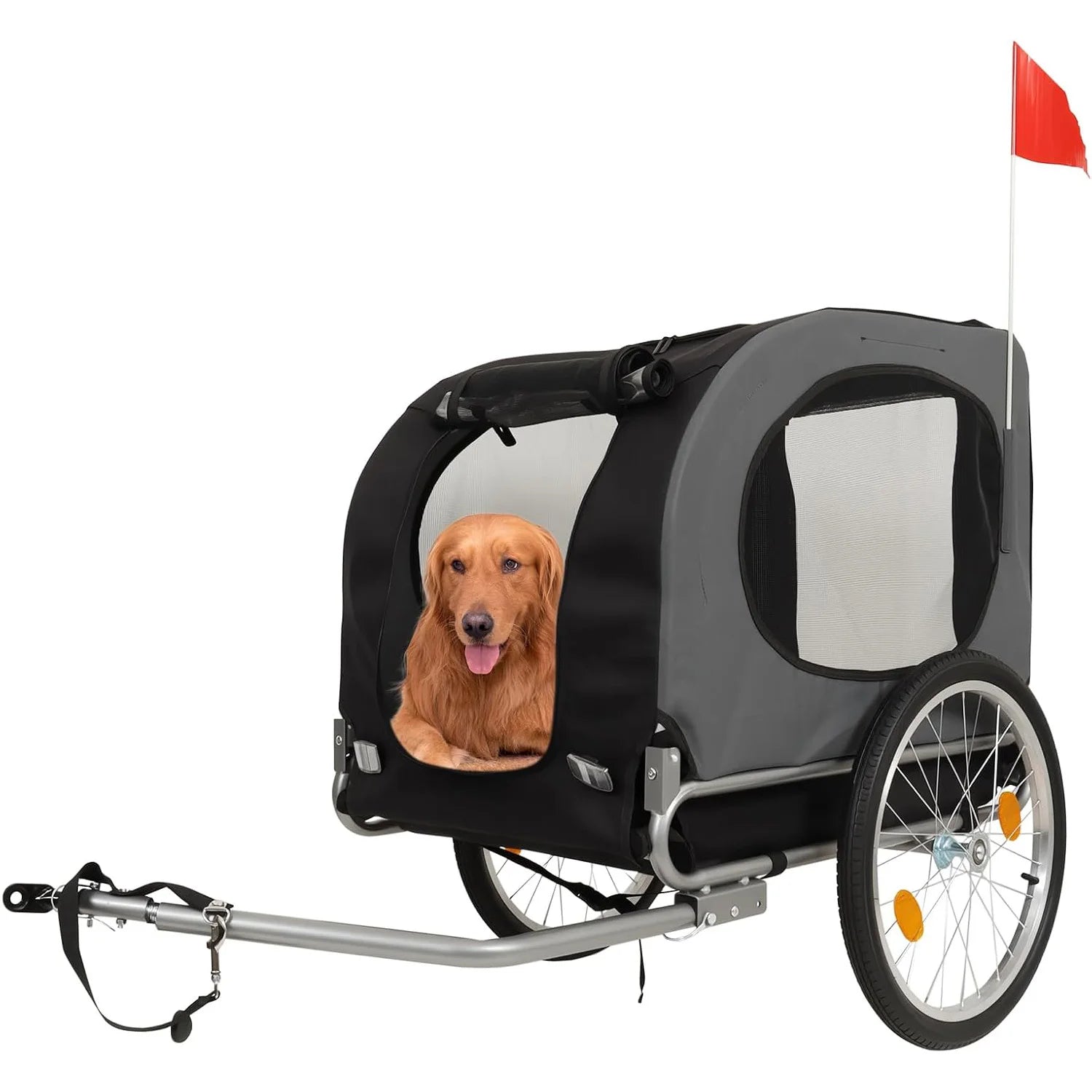 Folding Dog Bike Trailer with Universal Bicycle Coupler