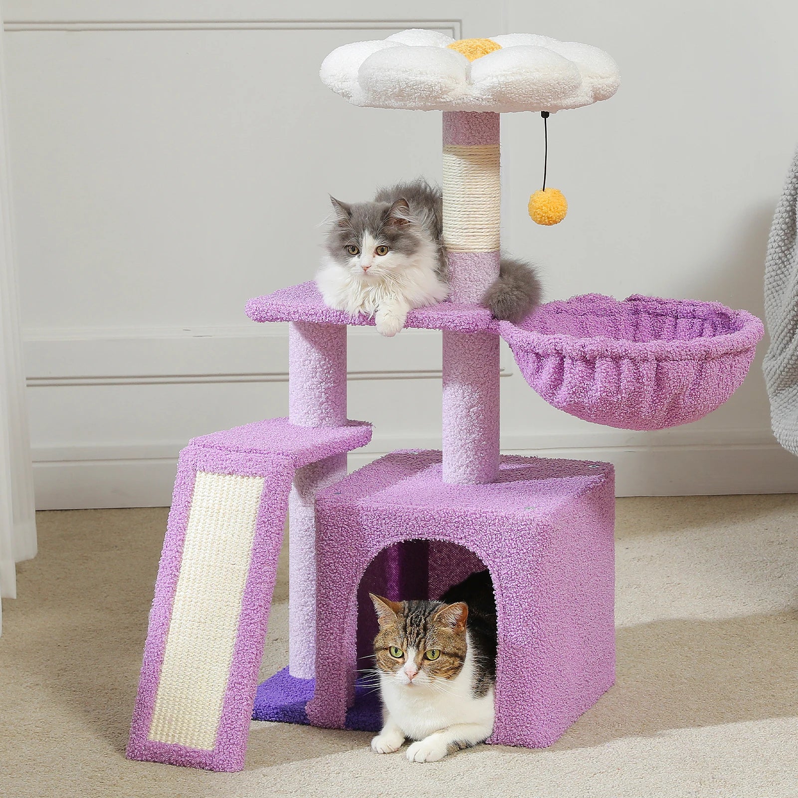 Small Cat Tree Tower with Natural Sisal Scratching Post, Spacious Top Perch, Private Cat Condo. Perfect for Indoor Cats