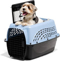 Two-Door Plastic Pet Kennel for Small Dogs & Cats, Top & Front Loading, Airline-Approved, 24" Blue