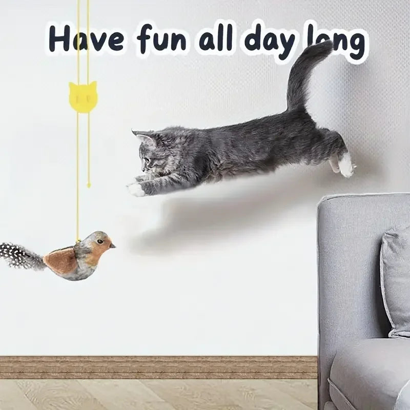 Interactive Touch-Activated Flapping Bird Cat Toy with Realistic Chirping Sound