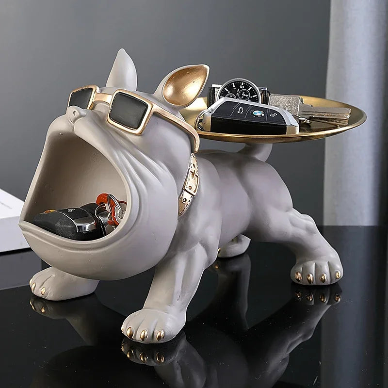 30cm Home Decor Bulldog Figurine. Dog Statue Storage Box
