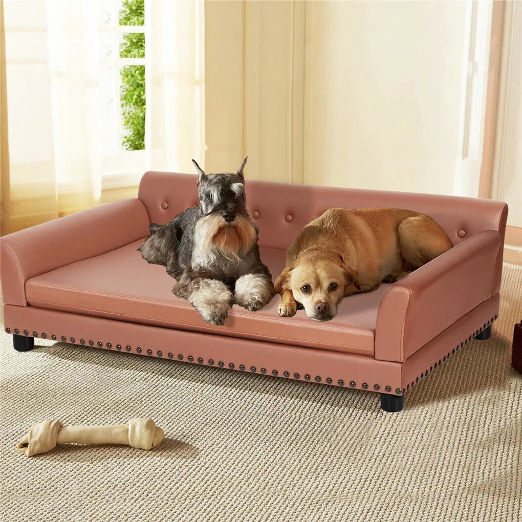 L-XL Luxury Raised Dog Sofa Couch, Pet Bed Lounge