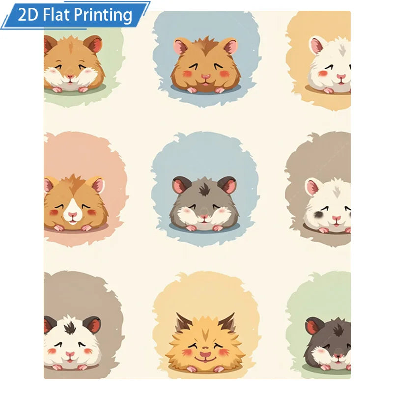 1pc Flannel Blanket with Cute Hamster Print Fleece Blanket. Soft Cozy Throw for Bed, Couch, Living Room or as a Gift