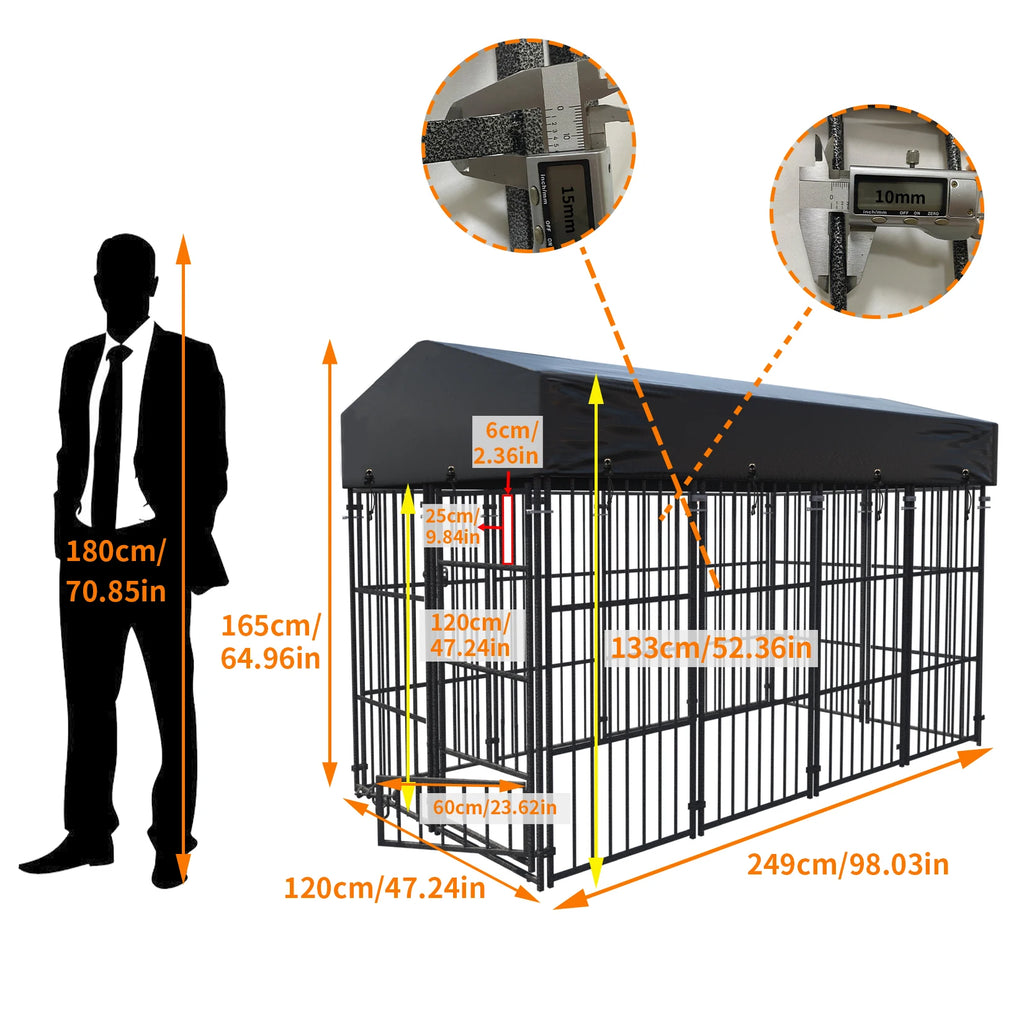 XXL Large Luxury Outdoor Dog Kennel with Roof & Cover