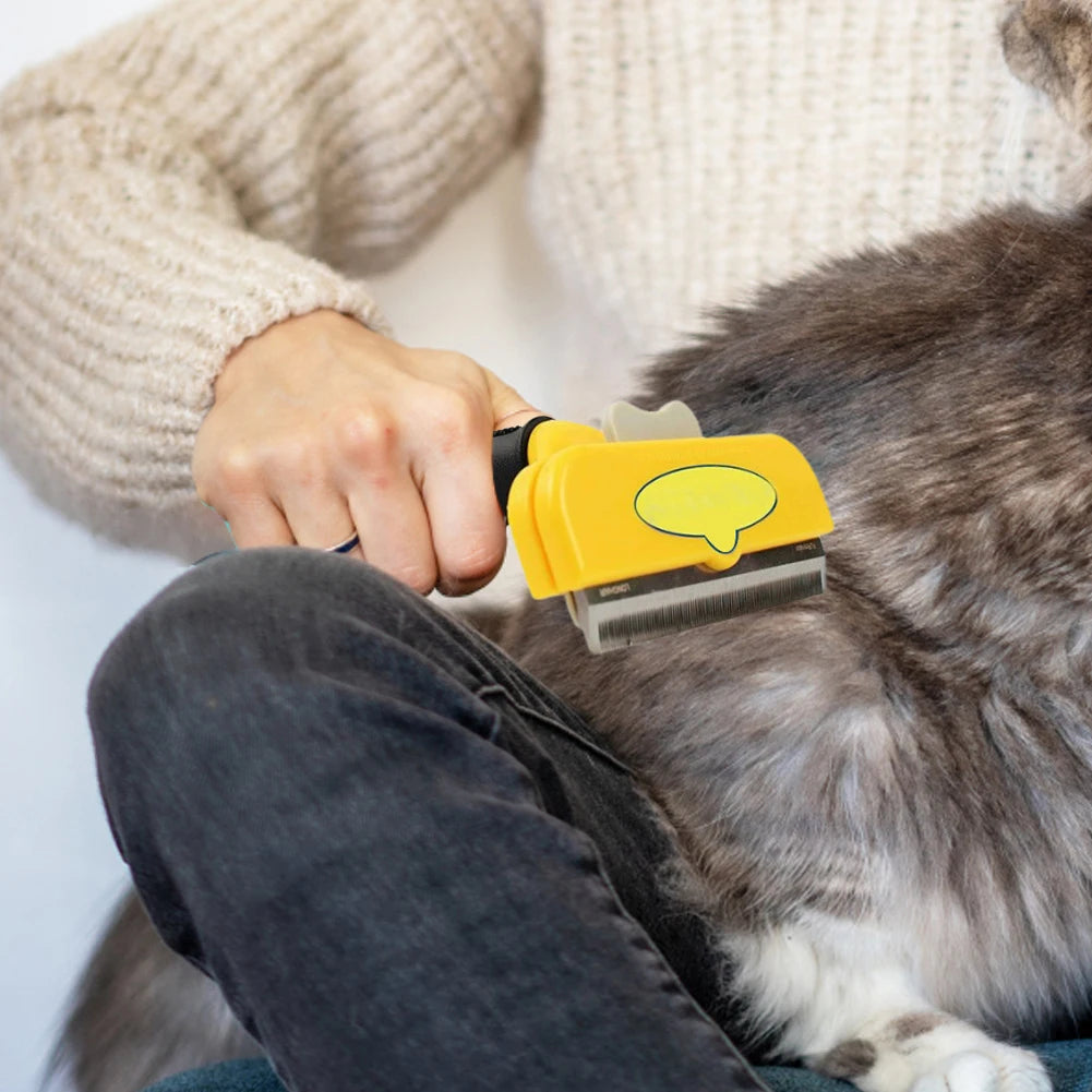 Deshedding Brush. Removes Loose Hair and Tangles. Self Cleaning