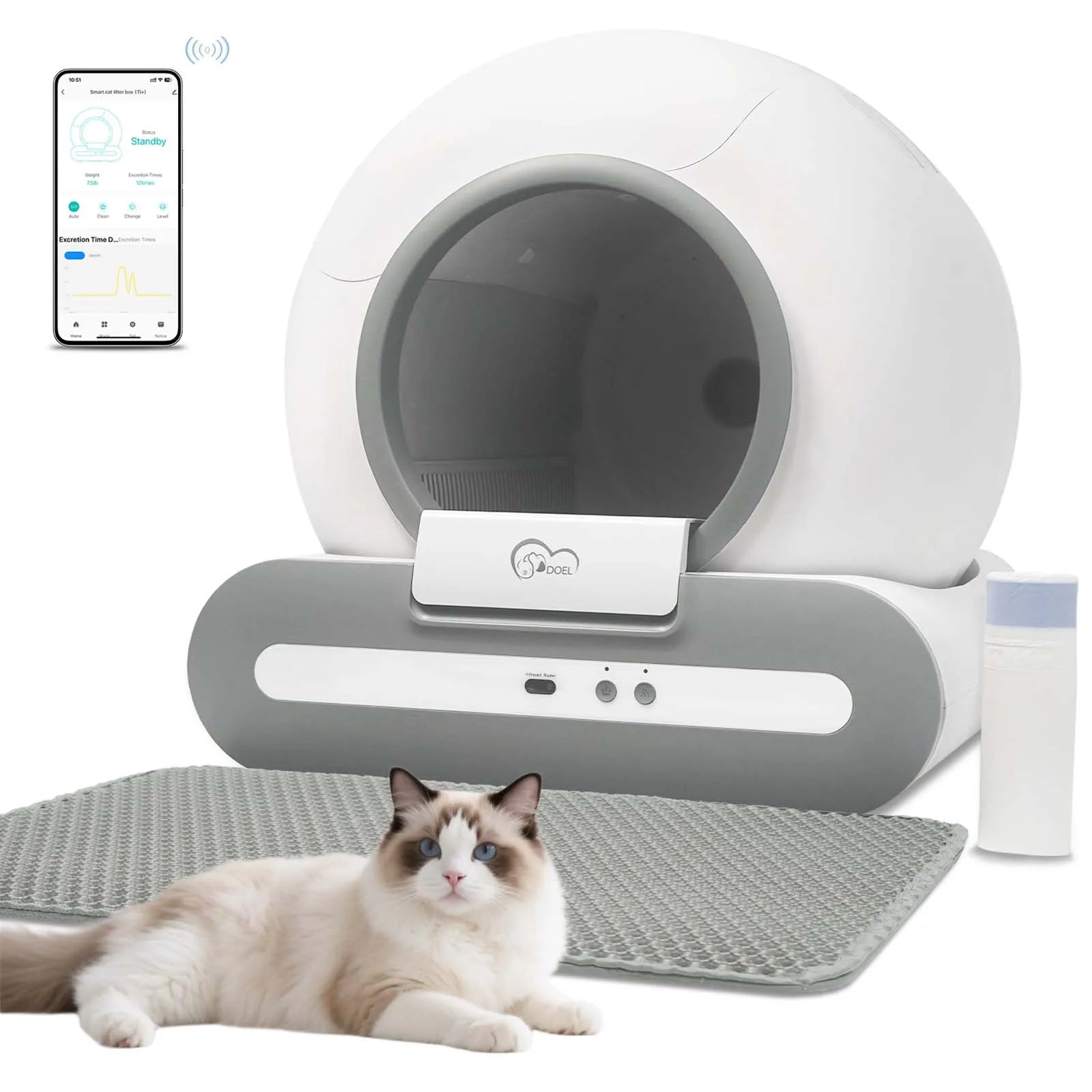65L Self-Cleaning Cat Litter Box that is App Control. ONLY Supports 2.4G WiFi