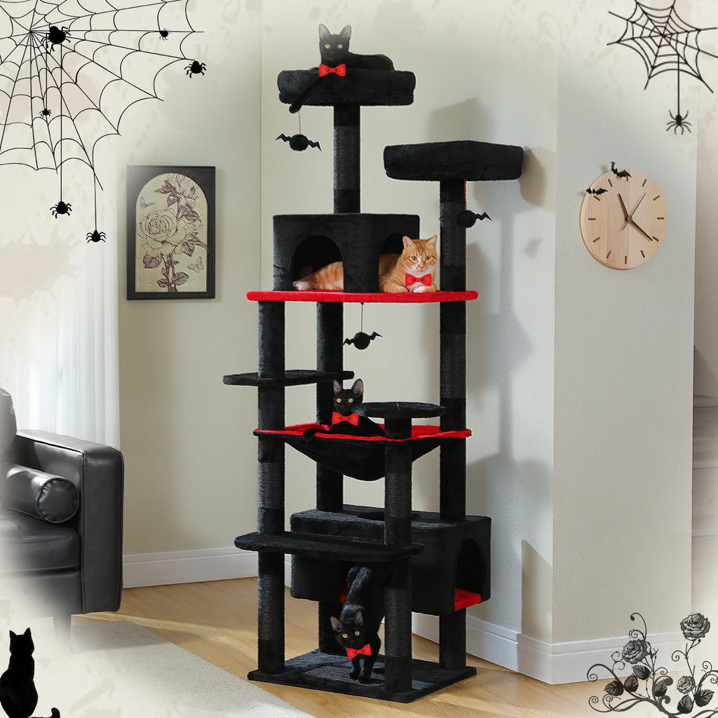 Large Cat Tree and Tower for Indoor Cats With Sisal-Covered Scratching Posts, Spacious Hammock and Padded Perches