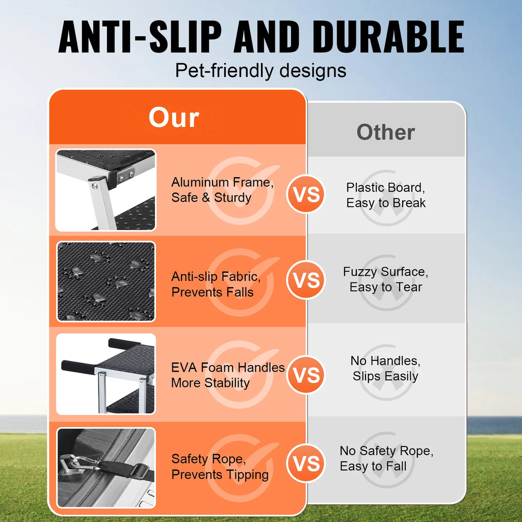 Dog Stair for Cars. Wide Steps, Folding, Portable and Lightweight