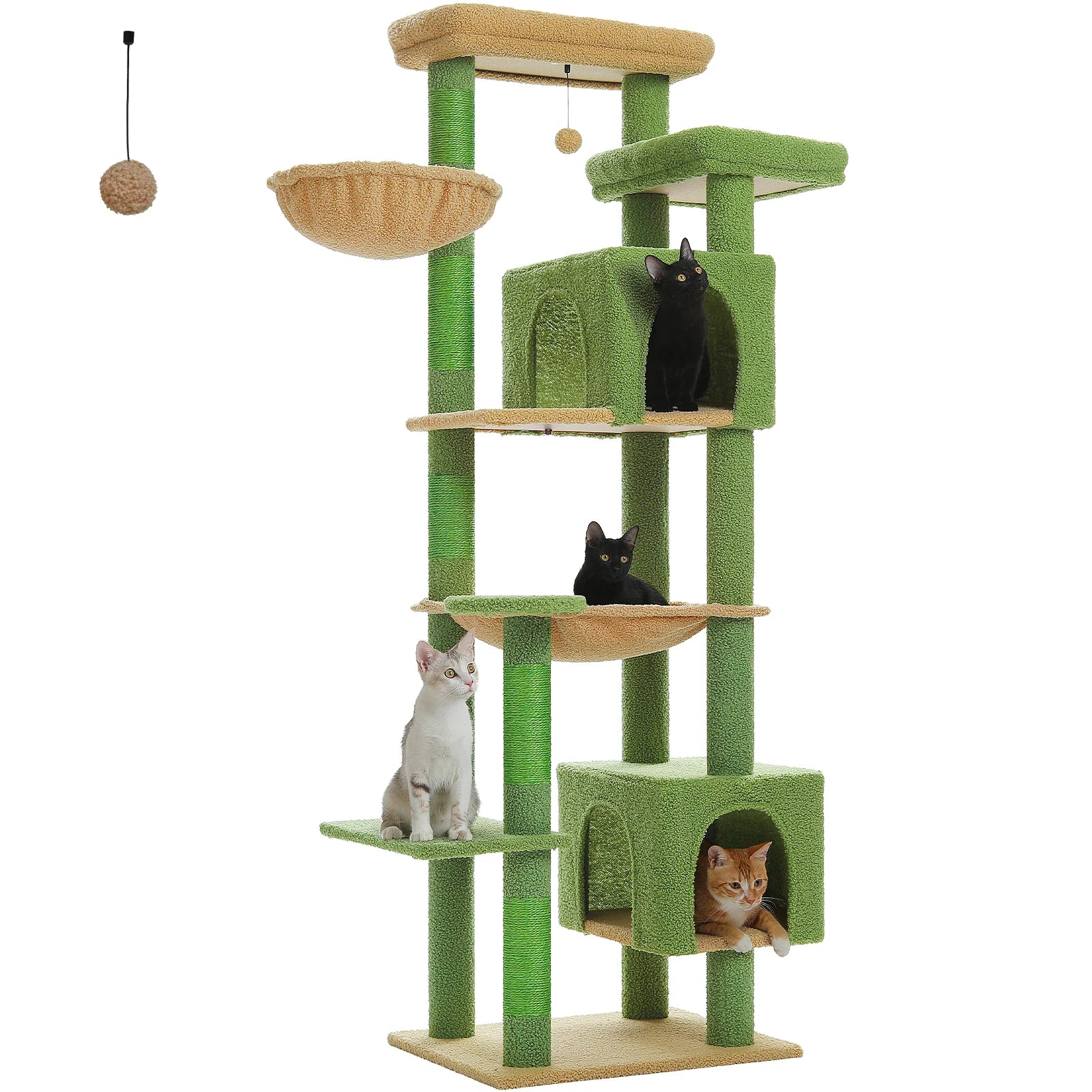 Large Tall Cat Tree for Indoor Cats. Multi-Level Plush Cat Condo with Scratching Posts, Scratching Boards, Perches and Caves