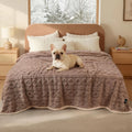 Waterproof Pet Blanket for Sofa, Bed, Reversible Sherpa Fleece Furniture Protector for Dogs and Cats. Khaki Queen Size (90" x 82")