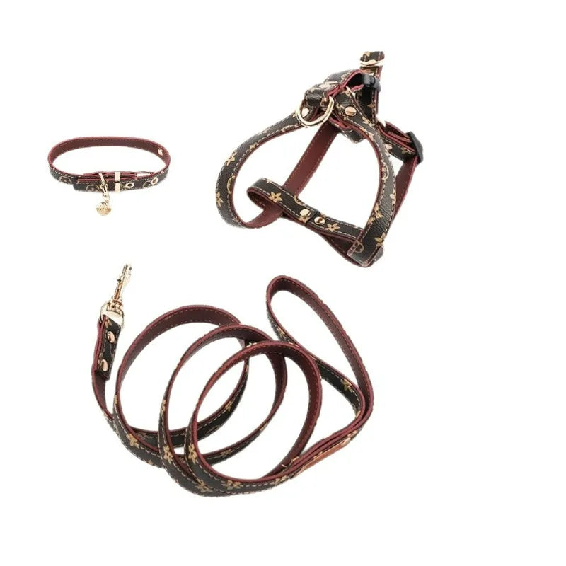 Vintage Plaid Lightweight Dog Three-Piece Collar Set for Small and Medium Dogs and Puppys