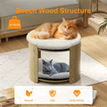 2-Layer Wood Cat Sofa. Double Cat Tower, Pet Bed Furniture with Removable Washable Thicker Soft Plush Mats