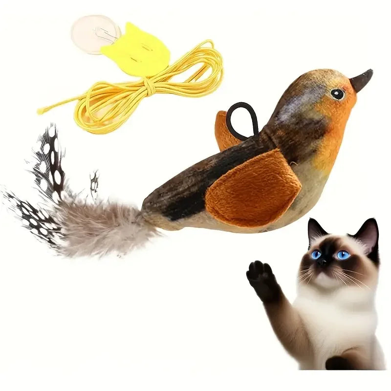 Interactive Touch-Activated Flapping Bird Cat Toy with Realistic Chirping Sound