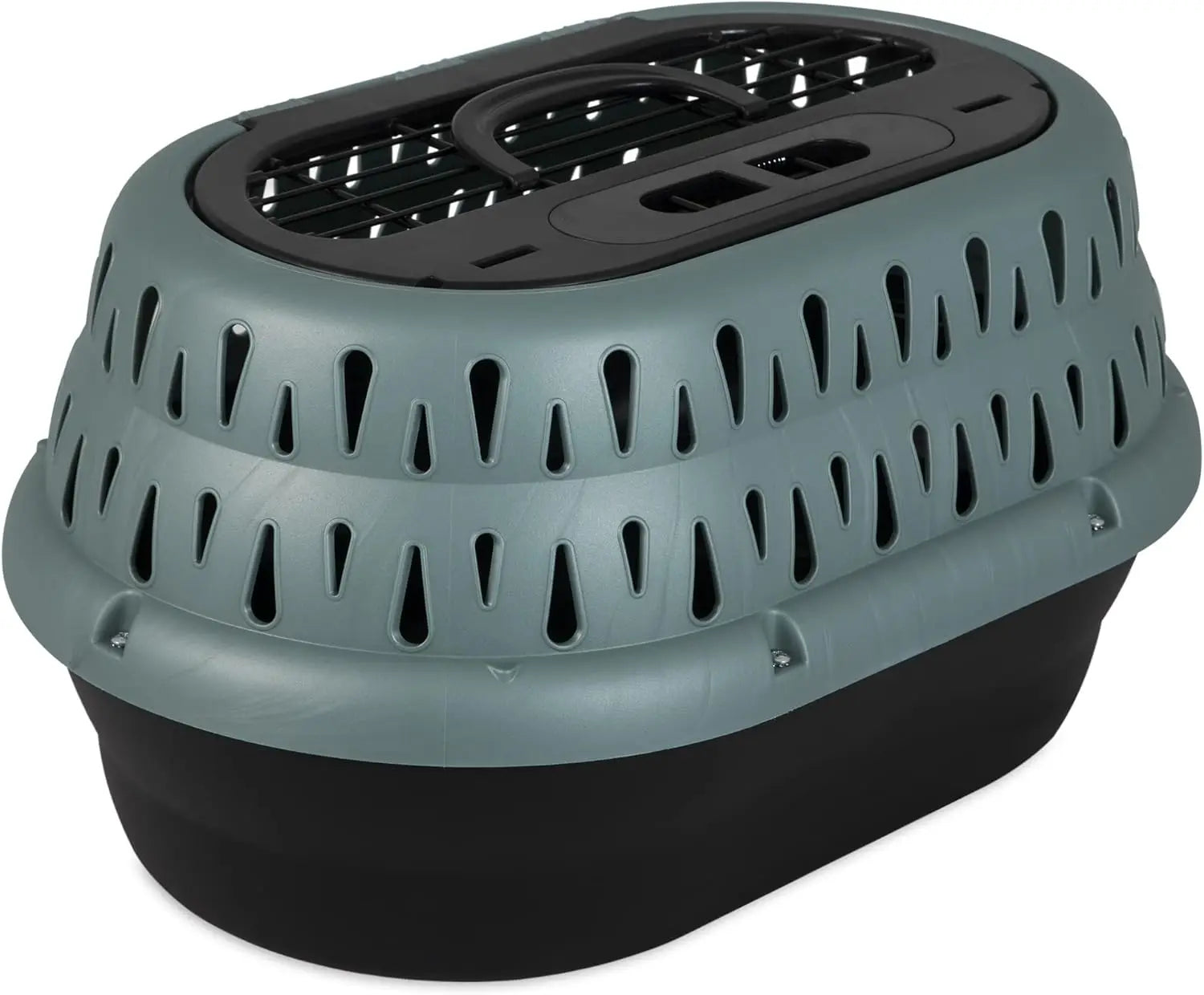 Two-Door Plastic Pet Kennel for Small Dogs & Cats, Top & Front Loading, Airline-Approved, 24" Blue