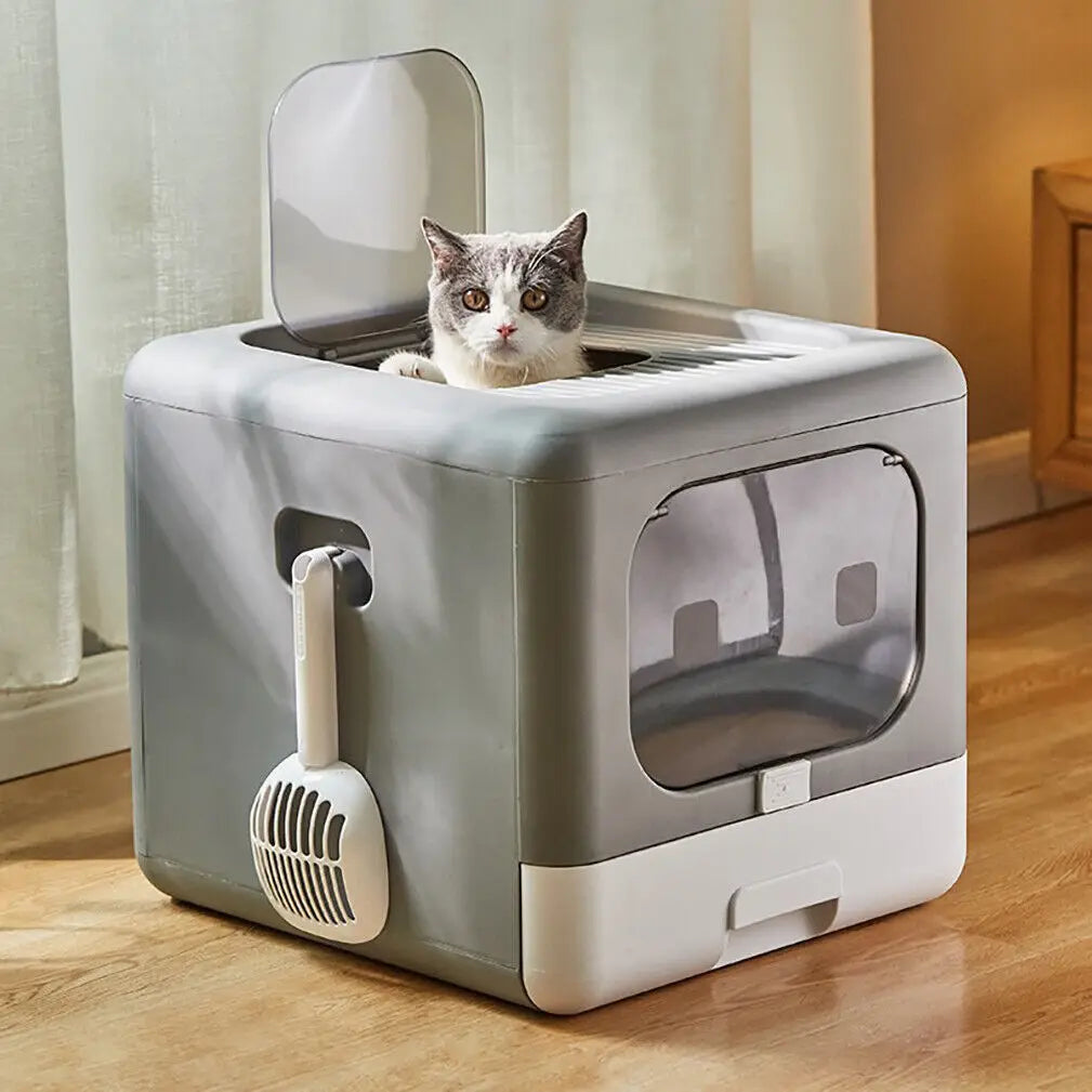 Cat Litter Box with Scoop and Tray Sifting Enclosed