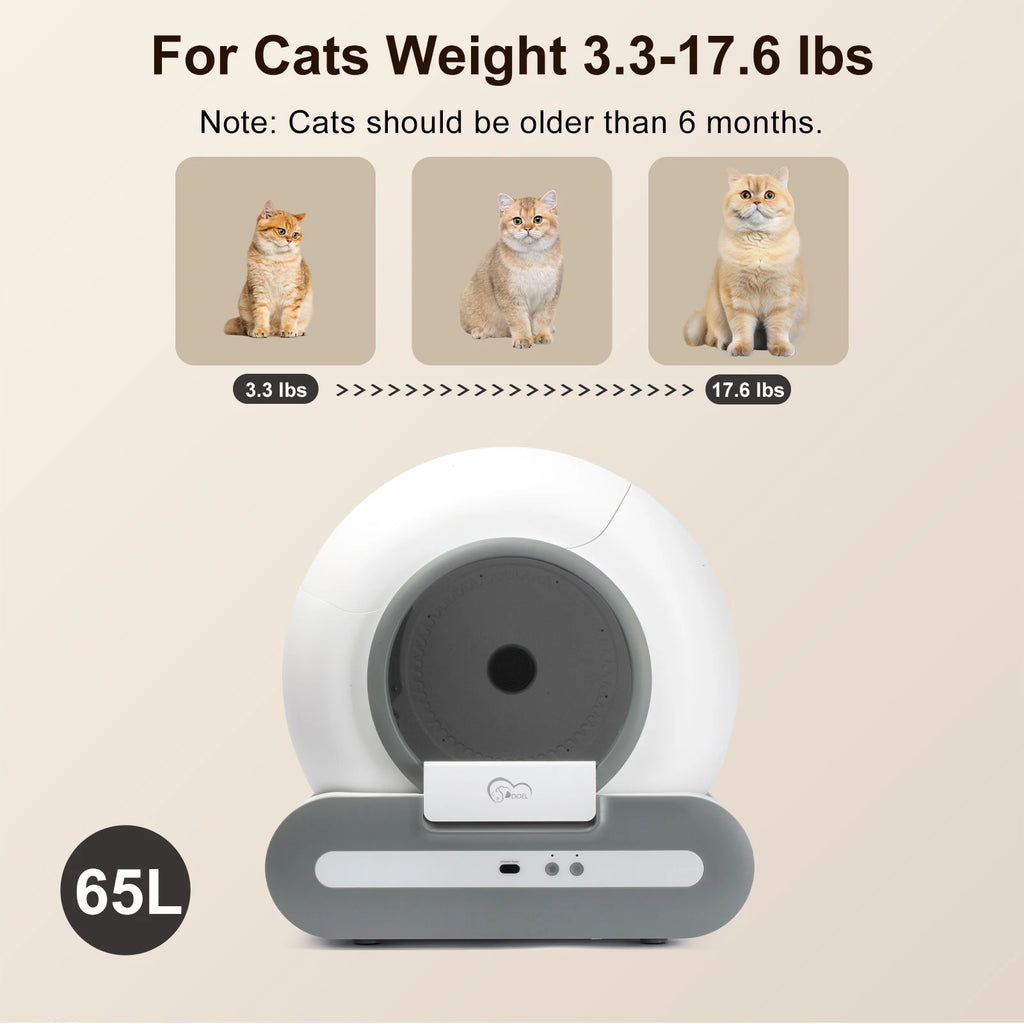 65L Self-Cleaning Cat Litter Box that is App Control. ONLY Supports 2.4G WiFi