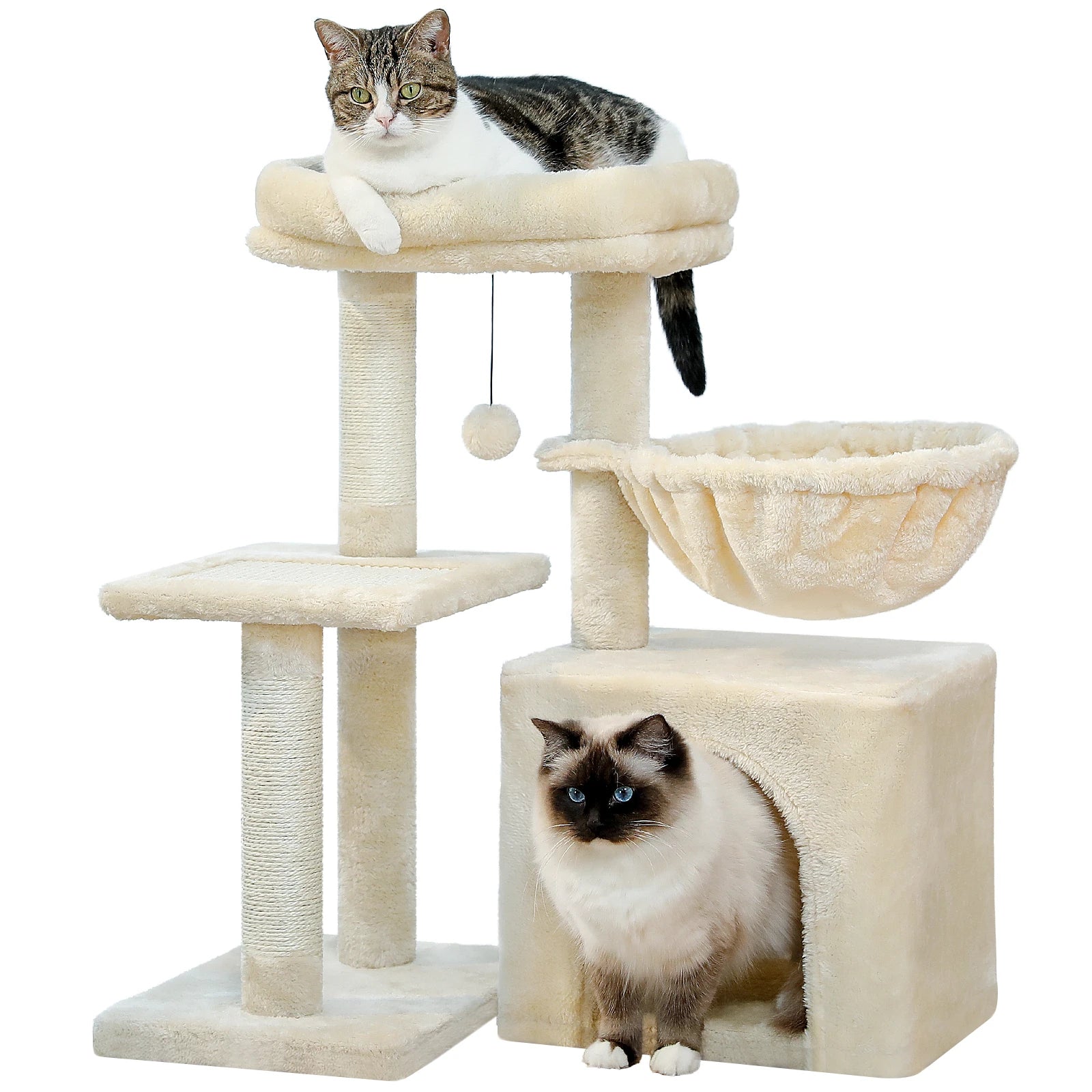 Small Cat Tree Tower with Natural Sisal Scratching Post, Spacious Top Perch, Private Cat Condo. Perfect for Indoor Cats