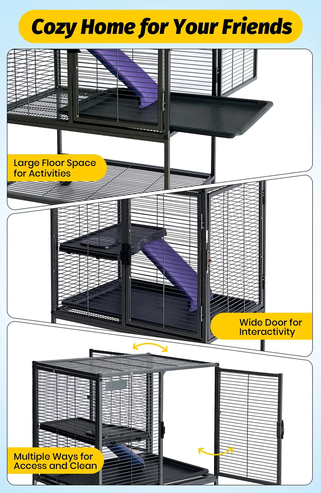Multi-Level Metal Small Animal Cage