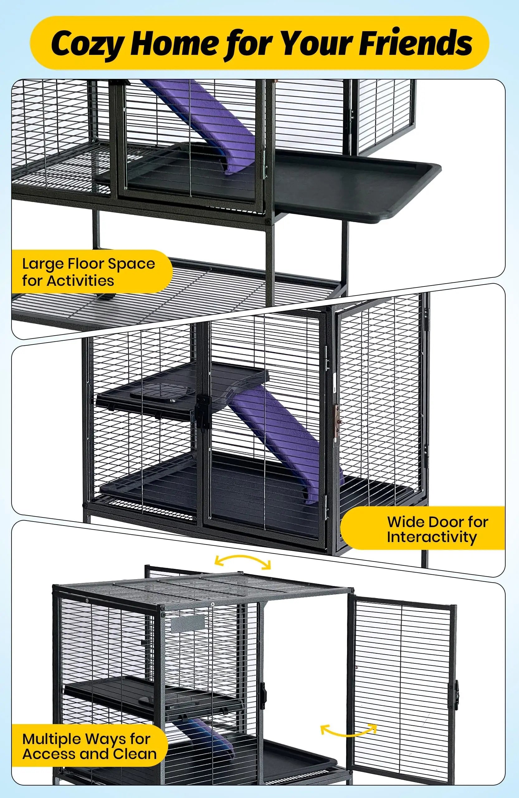 Multi-Level Metal Small Animal Cage