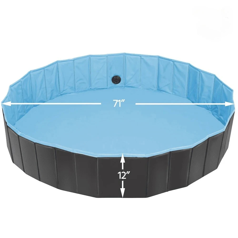 71" x 12" Foldable Dog Pool. Portable Dog Bath