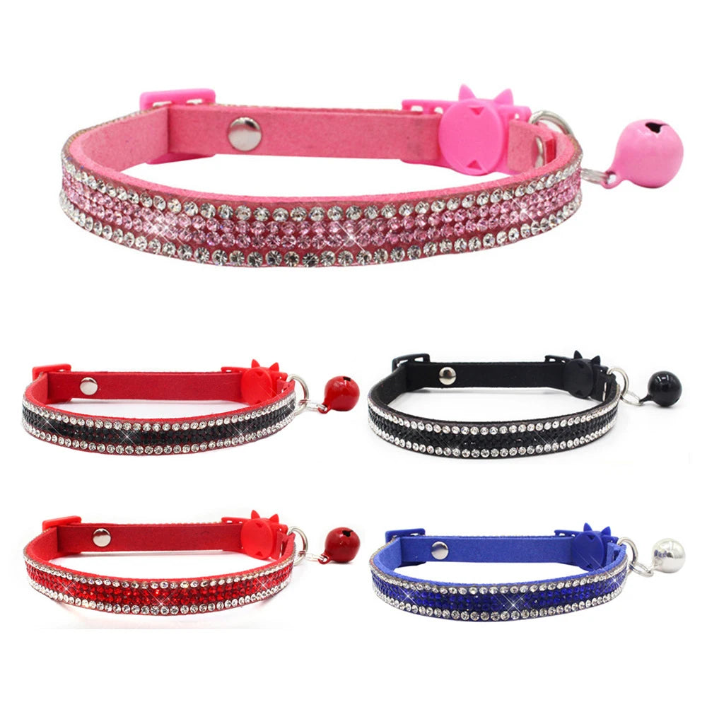 Small Cat Collar with Rhinestone and Quick Release