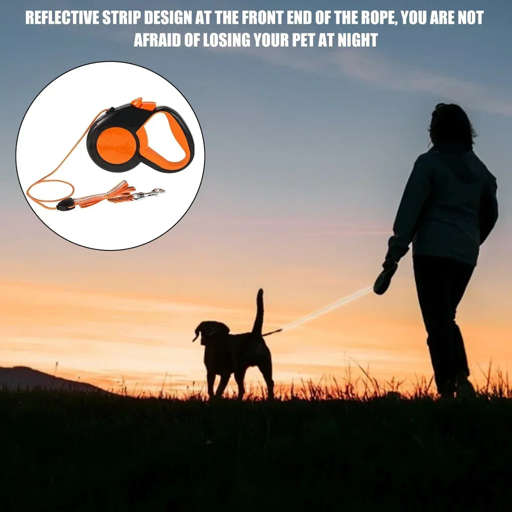 Retractable Dog Lead. Heavy Duty Pet Walking Leash with Strong Reflective Tape. Non-Slip Handle. For Small Medium Large Dogs