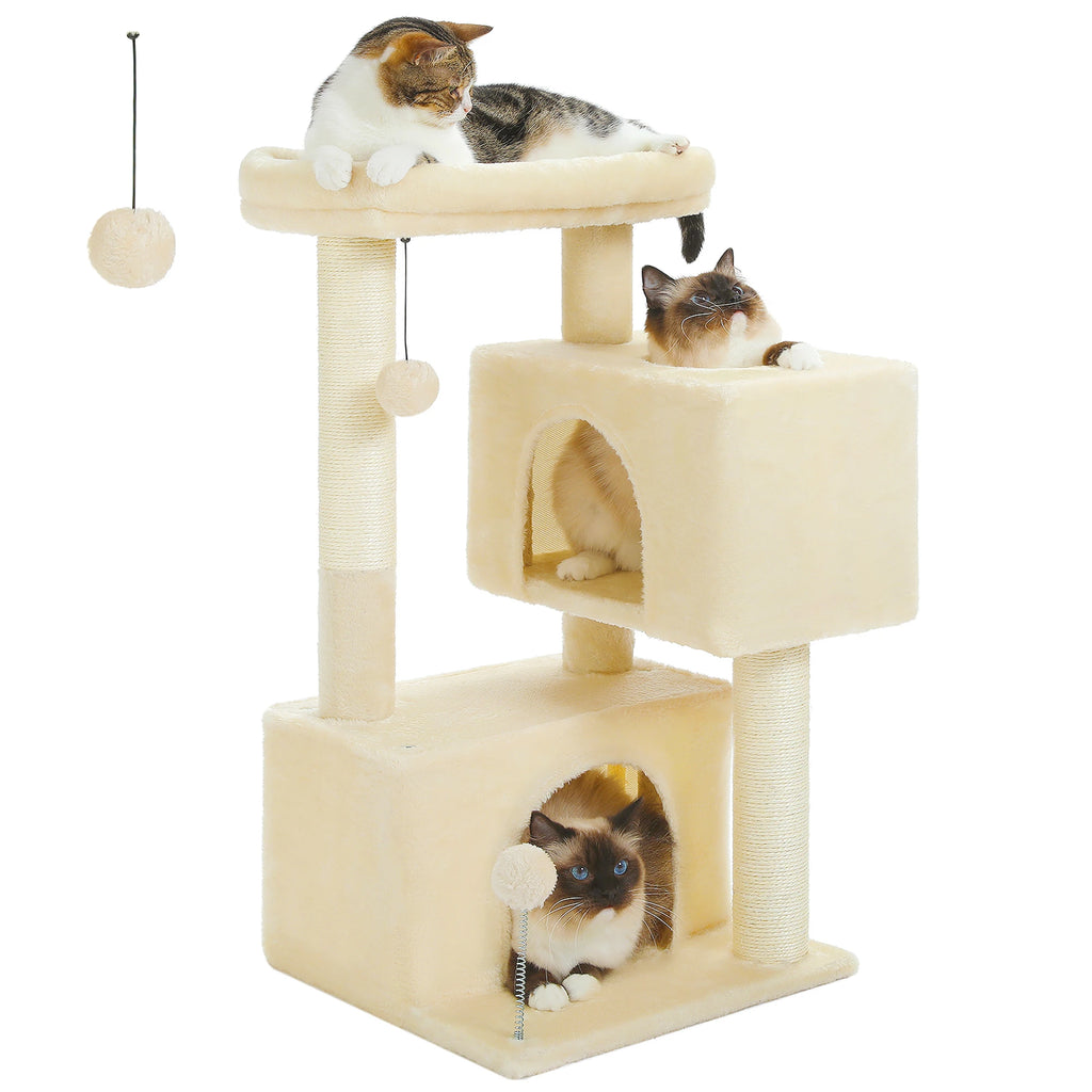 Multi-Level Cat Tree Tower with Sisal Scratching Posts and Soft Padded Perch