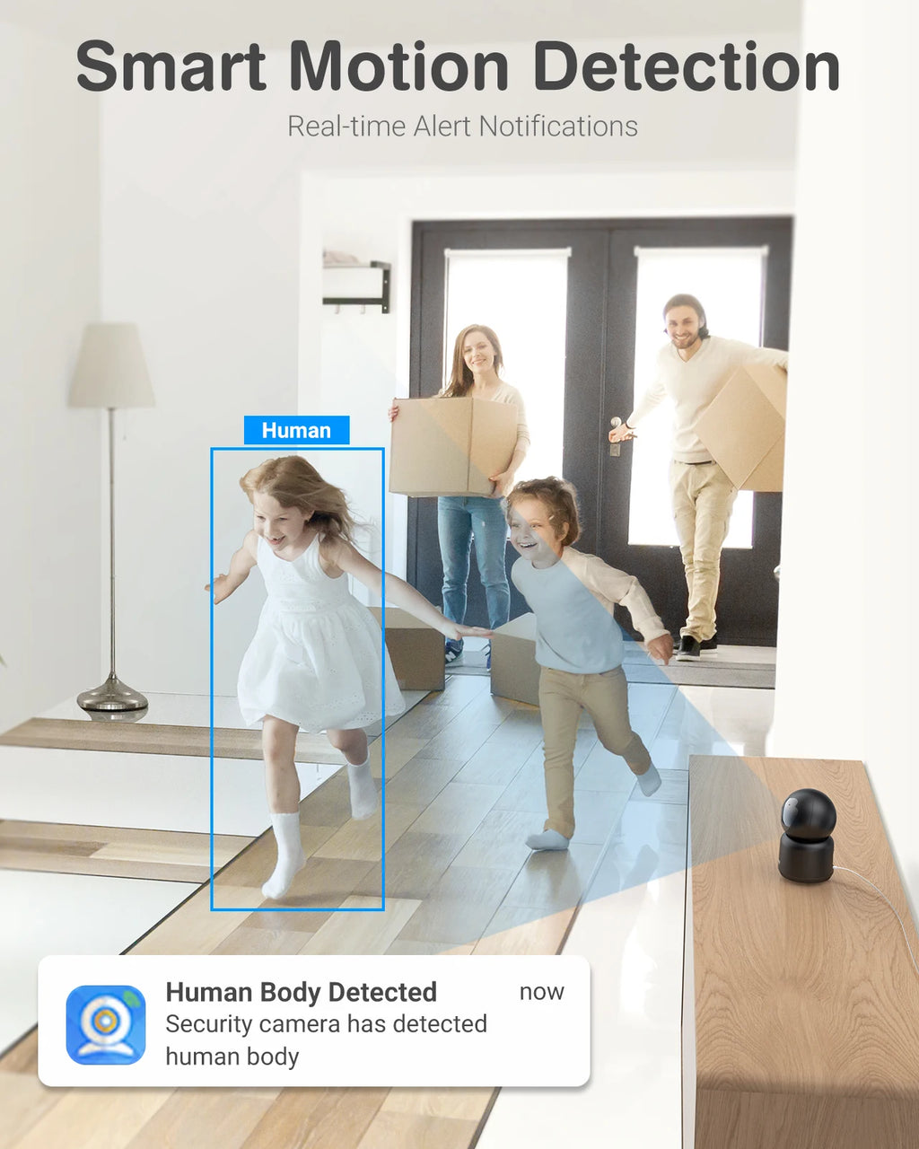 WiFi PT Home Baby/Pet Monitor Indoor Security Camera with Two-Way Audio and Motion Detection