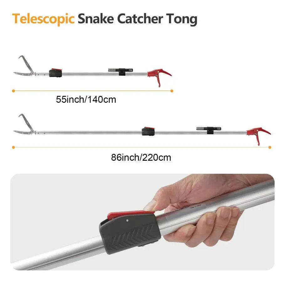 Snake Catcher Tongs, Grabber Stick, Hook Bite Kits with Telescopic Pole