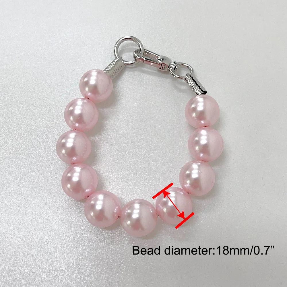 0.7" Imitation Pearl Big Dog Collar Lightweight Necklace for Large Dogs Stainless Steel Wire Rope Girl Pet Wedding Accessories