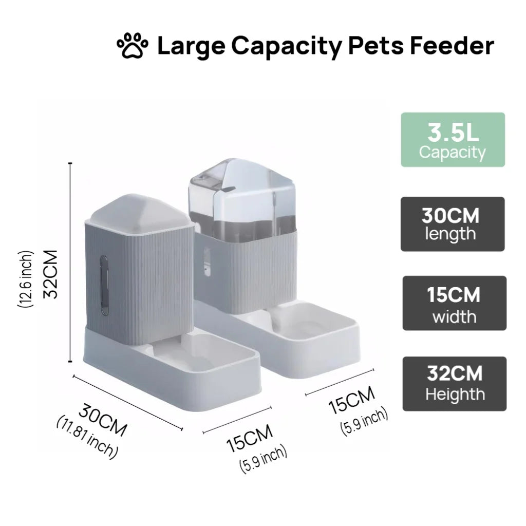 3.5L Large Capacity Automatic Dog Cat Feeder And Water Dispenser