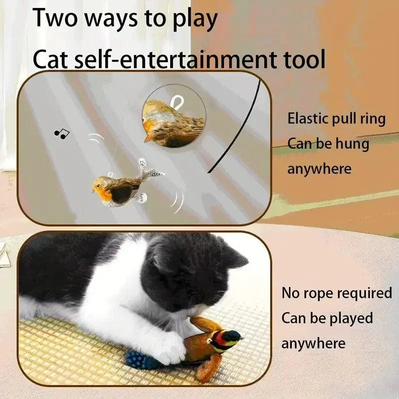 Interactive Touch-Activated Flapping Bird Cat Toy with Realistic Chirping Sound